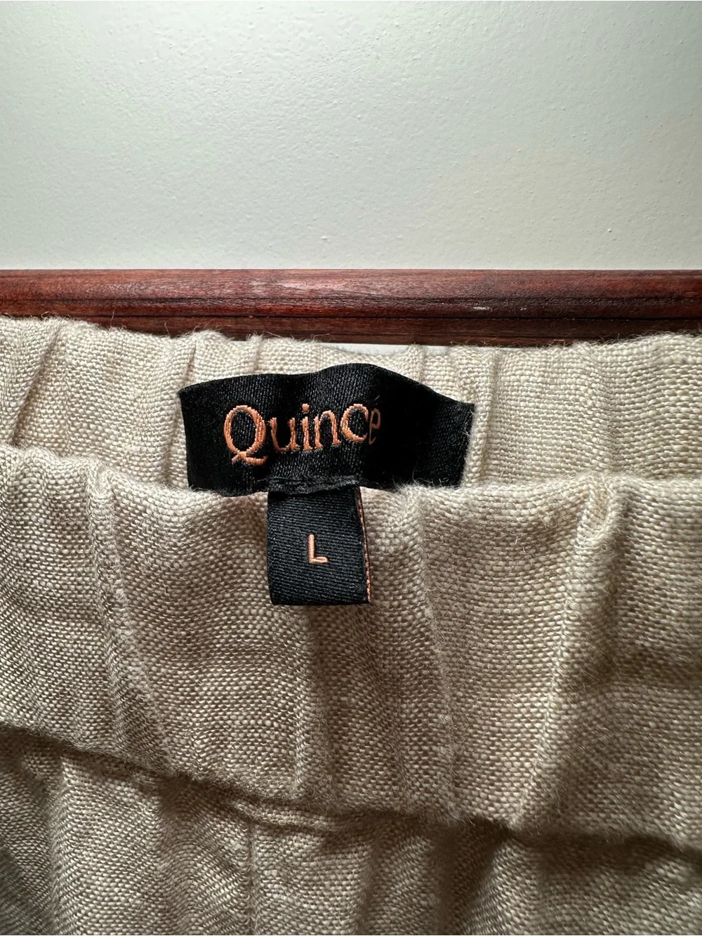 Quince 100% Linen Pull-On Pants Natural Oatmeal Wide Leg Pockets Size L